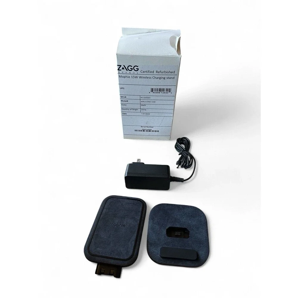 Zagg Mophie 15W Qi Fast Wireless Charging Stand Adapter Black